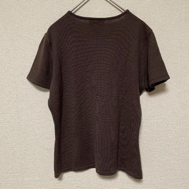 TALBOTS(タルボット)の1995 タルボット 半袖 トップス 焦茶 シルク ウール シンプル 無地 レディースのトップス(Tシャツ(半袖/袖なし))の商品写真