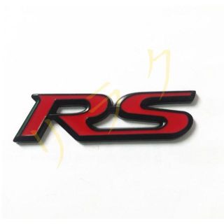 赤色 レッド 汎用 RS ステッカー ロゴ シルバー 銀 立体 カスタム パーツ(メンテナンス用品)