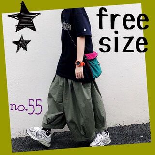 55 ワイドパンツ サルエルパンツ バルーンパンツ レディース メンズ 袴パンツ(カジュアルパンツ)