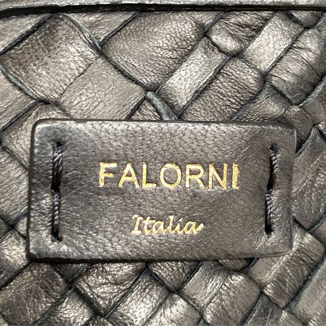 FALORNI(ファロルニ)の【極美品】FALORNI イントレチャート ブラック ラムレザー ハンドバッグ レディースのバッグ(ハンドバッグ)の商品写真
