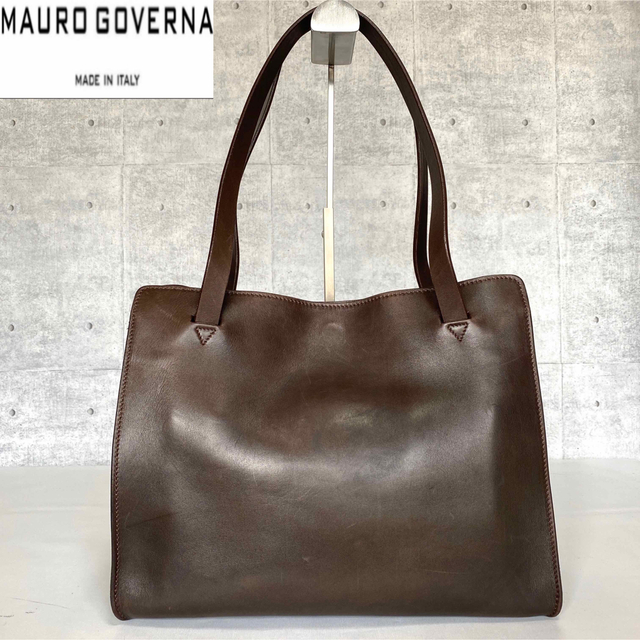 新入荷 【MAURO GOVERNA】チョコブラウン トートバッグ 肩掛け カーフ ...