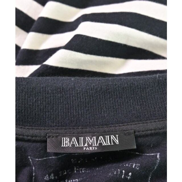 BALMAIN(バルマン)のBALMAIN バルマン ポロシャツ M 黒x白(ボーダー) 【古着】【中古】 レディースのトップス(ポロシャツ)の商品写真