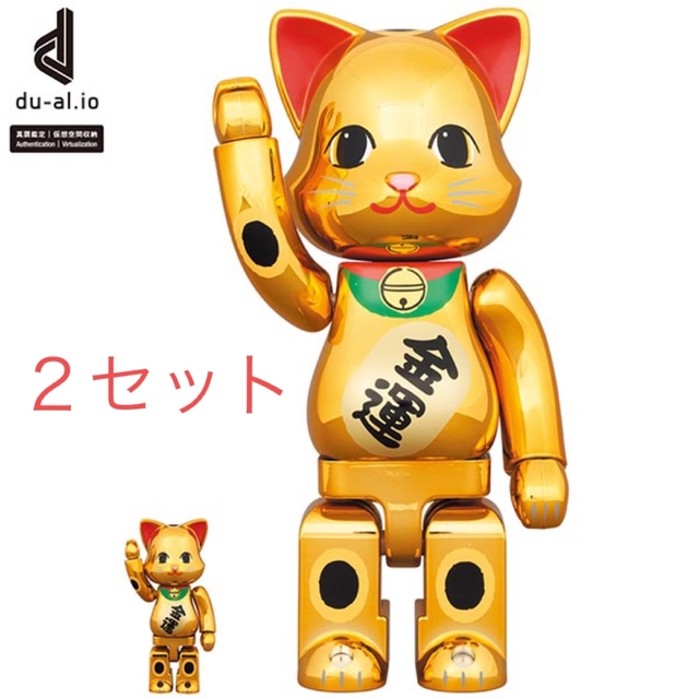 BE@RBRICK(ベアブリック)のNY@BRICK 招き猫 金運 金メッキ 100％ & 400％ 2セット エンタメ/ホビーのフィギュア(その他)の商品写真