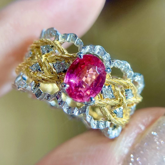 天然スピネル ダイヤ リング 1.12ct k18 ¥ 正規取扱い店 レディース