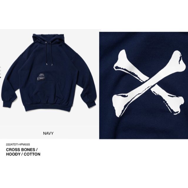 パーカーNAVY L WTAPS CROSS BONES / HOODY / COTTO