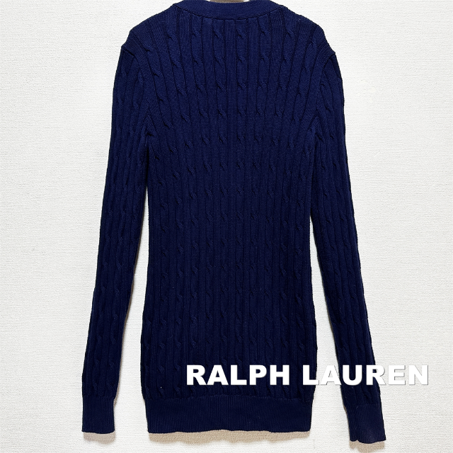 Ralph Lauren(ラルフローレン)の【RALPH LAUREN】刺繍ロゴ ケーブル編み コットンニット カーディガン レディースのトップス(ニット/セーター)の商品写真