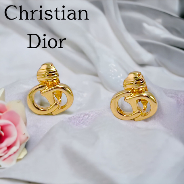 【美品】Christian Dior ディオール CDロゴ イヤリング ゴールド