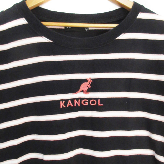 KANGOL(カンゴール)のカンゴール Tシャツ カットソー 半袖 Uネック ロゴ L 黒 白 /FF11 レディースのトップス(Tシャツ(半袖/袖なし))の商品写真