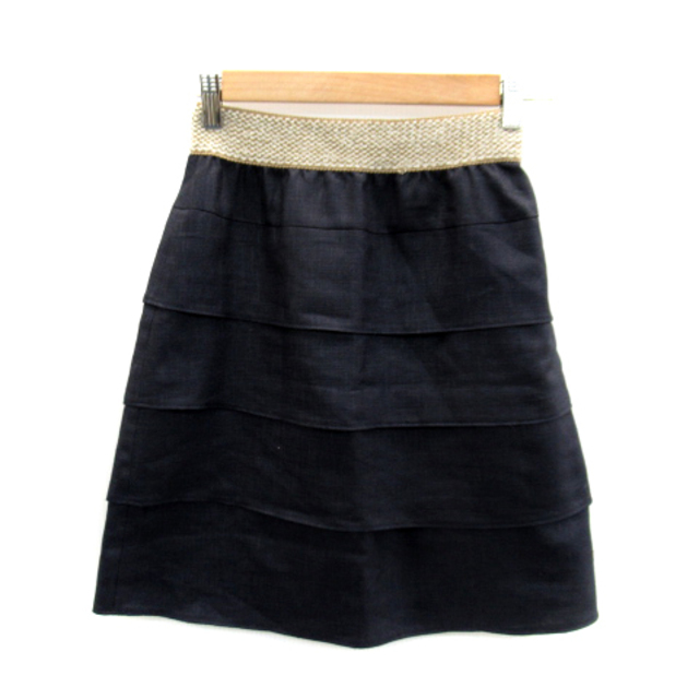 SOUP(スープ)のスープ SOUP ティアードスカート フレアスカート ひざ丈 7 紺 ネイビー レディースのスカート(ひざ丈スカート)の商品写真