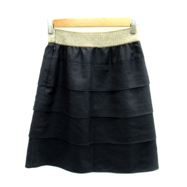 SOUP(スープ)のスープ SOUP ティアードスカート フレアスカート ひざ丈 7 紺 ネイビー レディースのスカート(ひざ丈スカート)の商品写真