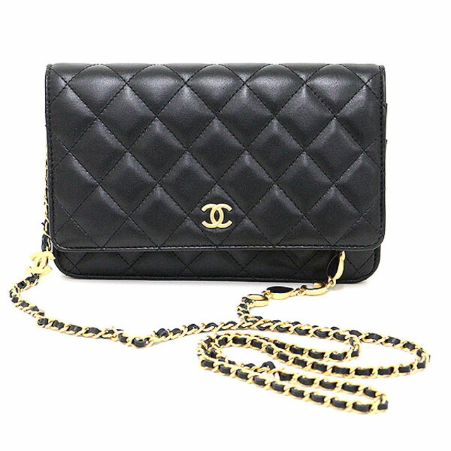 シャネル CHANEL チェーンウォレット キルティング ラムスキン ブラック ゴールド金具 AP3035 マトラッセ ココマーク ハート CC 斜め掛け ミニショルダーバッグ ランダムシリアル  未使用品