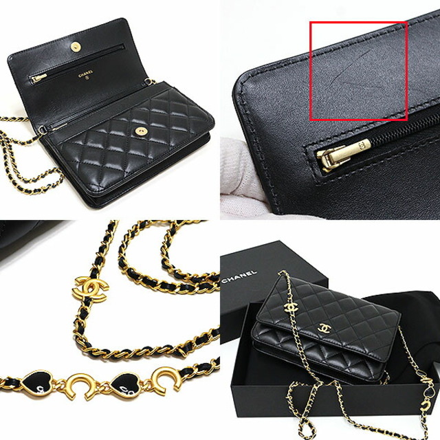 CHANEL(シャネル)のシャネル CHANEL チェーンウォレット キルティング ラムスキン ブラック ゴールド金具 AP3035 マトラッセ ココマーク ハート CC 斜め掛け ミニショルダーバッグ ランダムシリアル 代引き不可 未使用品 レディースのファッション小物(財布)の商品写真