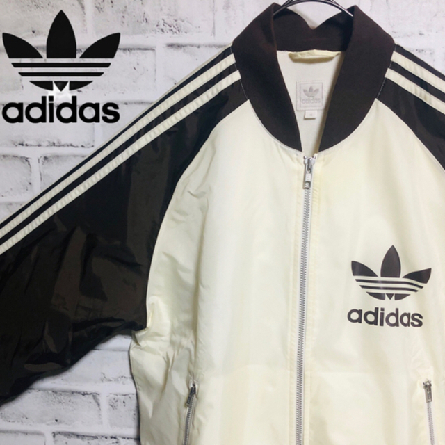 90s adidas 🇩🇪ナイロントラックジャケットM vintage ブラウン 適当な