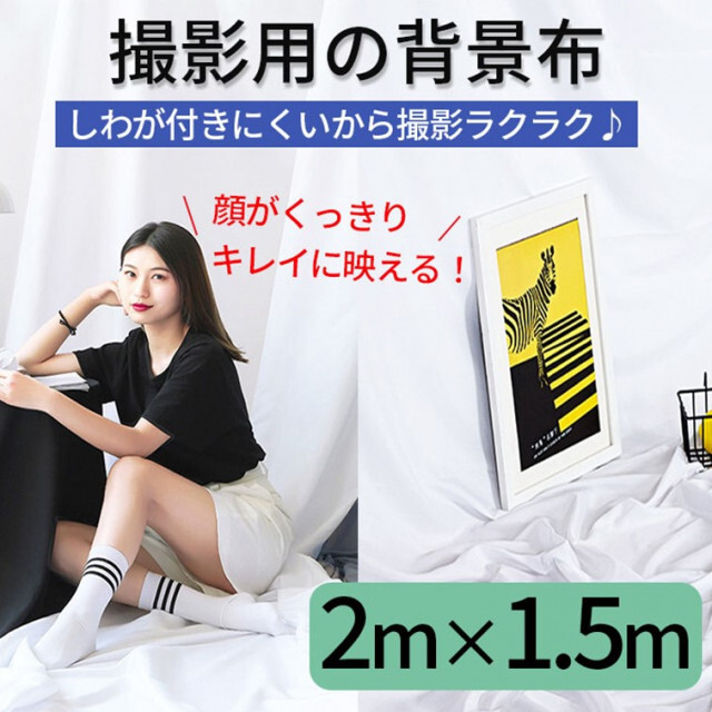 海外並行輸入正規品 背景布 撮影用 1.5m×2m 白 無地 バックシート バックスクリーン