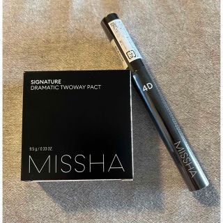 ミシャ(MISSHA)の⭐︎ミシャMISSHAドラマチックツーウェイパクト21号バニラ＋4Dマスカラ (ファンデーション)