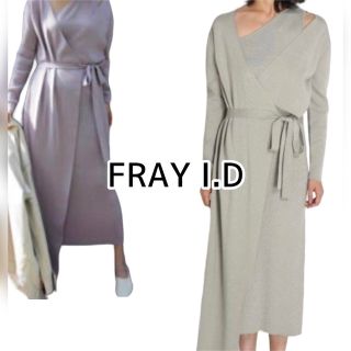 FRAY I.D レイヤードニットワンピース 大人綺麗め カシミヤ混 グレー