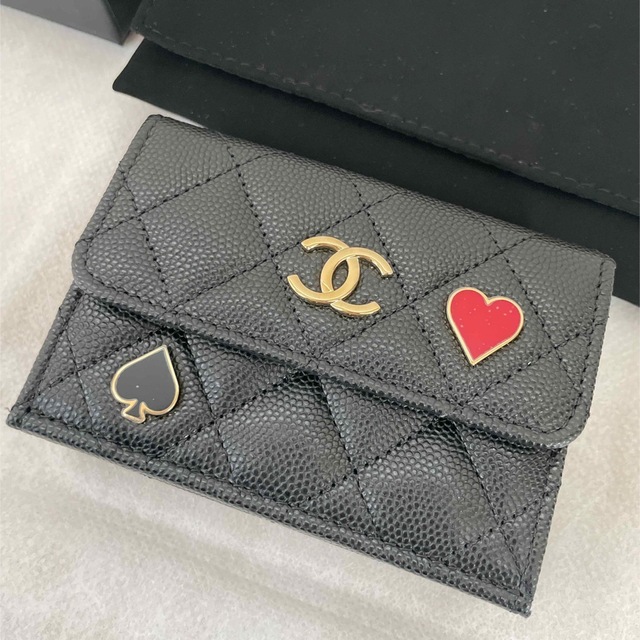 CHANEL 未使用 23cc スモールフラップウォレット三つ折り財布 ブラック ...