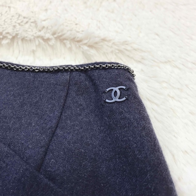 美品 希少 CHANEL チェーン ココマーク カシミヤ シルク ヴィンテージ