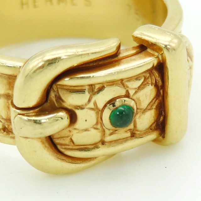 Hermes(エルメス)のエルメス クロコダイル ベルト デザイン エメラルド リング 10号 AA227 レディースのアクセサリー(リング(指輪))の商品写真