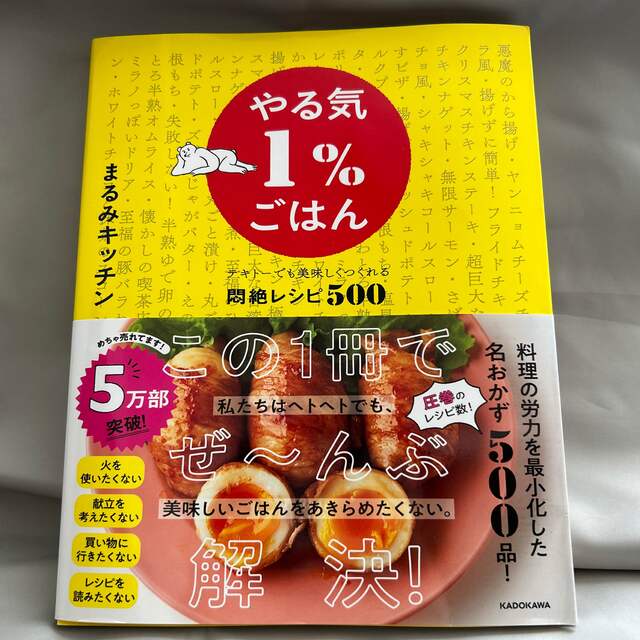 角川書店(カドカワショテン)の【新品】やる気１％ごはん　テキトーでも美味しくつくれる悶絶レシピ５００ エンタメ/ホビーの本(料理/グルメ)の商品写真