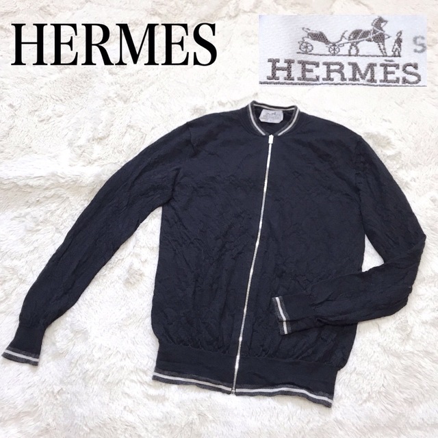 HERMES エルメス ニットジャケット カシミヤ シルク ジップアップ 薄手