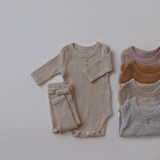 新品　長袖ロンパース&レギンス2点セット　ベビー　女の子　男の子春秋冬ナチュラル(カバーオール)