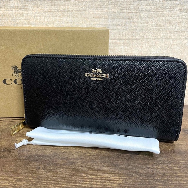 新品 COACH コーチ 52372 レザー ラウンドファスナー 長財布 黒