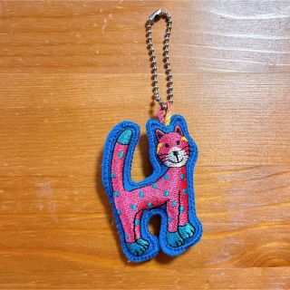 ●アルファベット「Ｈ」デザインキャット刺繍キーホルダー(キーホルダー)