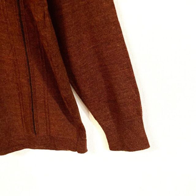 Vintage ロングスリーブポロシャツ　チェック　ブラウン　シルケットウール メンズのトップス(Tシャツ/カットソー(七分/長袖))の商品写真