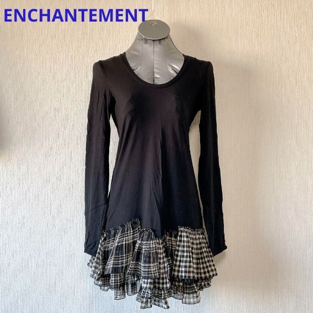 LE CIEL BLEU - ENCHANTEMENT 黒トップ チェック柄スカート ミニワンピースの通販 by kikumimi's