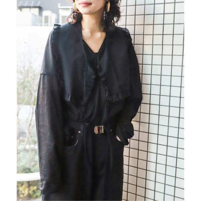 CITYSHOP(シティショップ)の新品未使用 BIG COLLAR SHIRT 2 ブラック FREE レディースのトップス(シャツ/ブラウス(長袖/七分))の商品写真