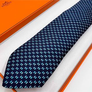 エルメス(Hermes)の【全面H柄】HERMES エルメス ネクタイ ネイビー 野村大輔 蜘蛛 現行(ネクタイ)