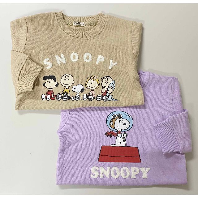 SNOOPY(スヌーピー)の新品 2枚組 110 ★ スヌーピー キッズ トレーナー 裏毛 SNOOPY キッズ/ベビー/マタニティのキッズ服女の子用(90cm~)(Tシャツ/カットソー)の商品写真