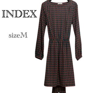 インデックス(INDEX)のindex ‪‪❤︎‬ リボンワンピース  チェック柄 長袖 秋冬春夏(ひざ丈ワンピース)