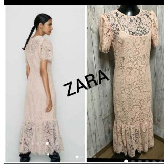 ザラ(ZARA)のZARA★ピンク総レースロングワンピース(ロングワンピース/マキシワンピース)