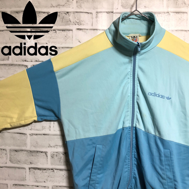 80s adidas ⭐️トラックジャケット刺繍ロゴ vintageブルーATP