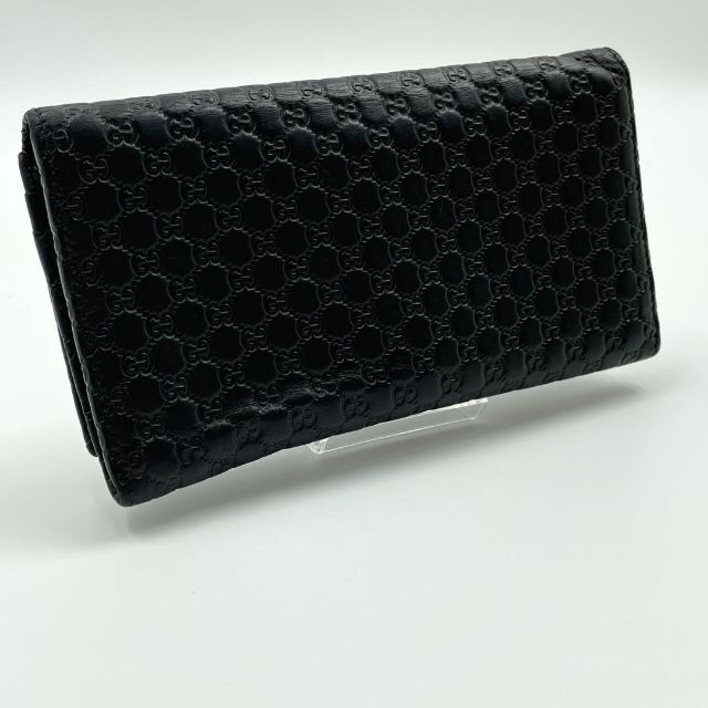 GUCCI グッチ 長財布 マイクロシマ GG柄 ブラック 黒
