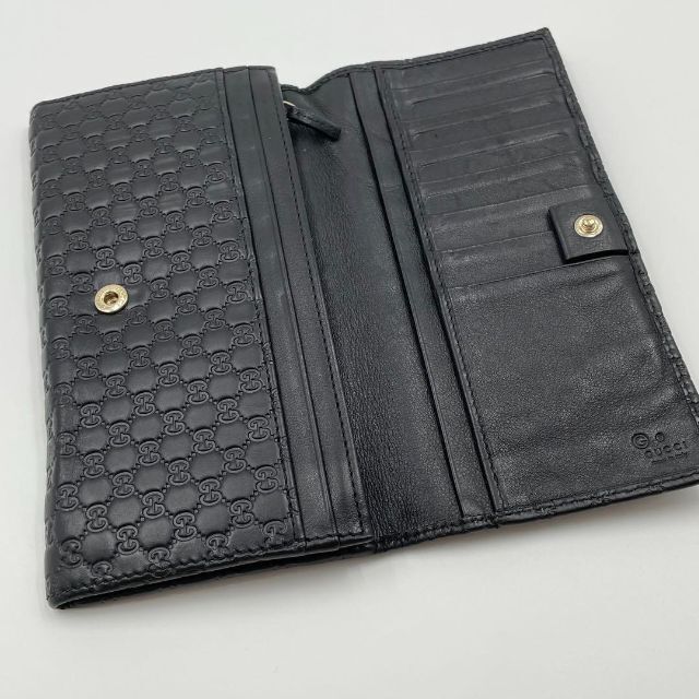 GUCCI グッチ 長財布 マイクロシマ GG柄 ブラック 黒