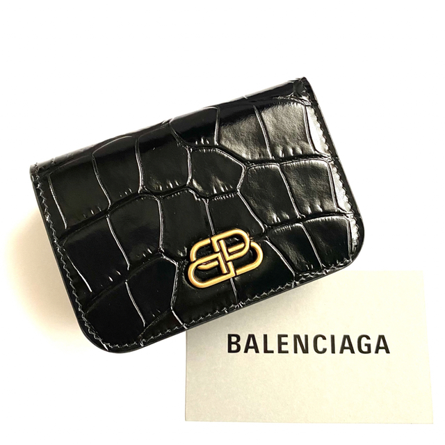 Balenciaga   新品BALENCIAGA 三つ折り財布 BBロゴ クロコ型