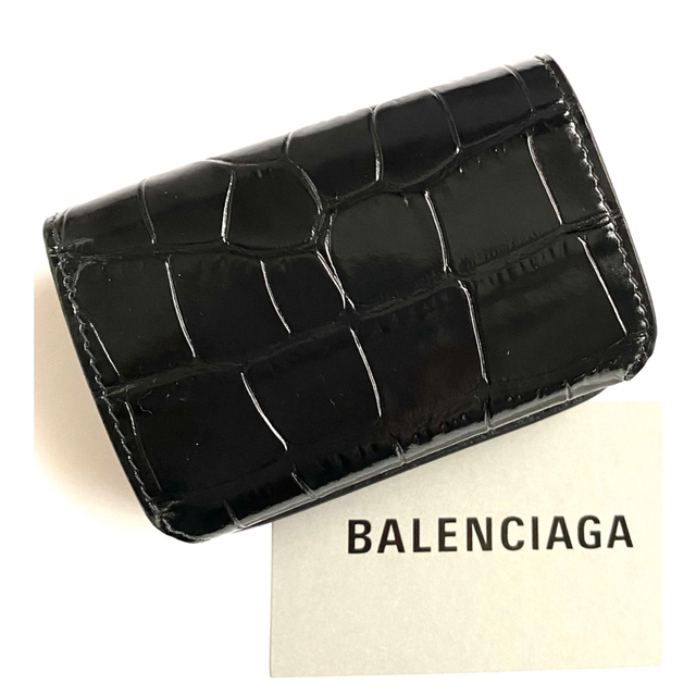 Balenciaga - 【新品】BALENCIAGA 三つ折り財布 BBロゴ クロコ型押 ...