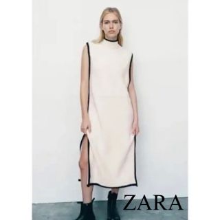 ザラ(ZARA)のZARA コントラストパイピングニットチュニック(ロングワンピース/マキシワンピース)