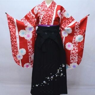 袴セット ジュニア用へ直し 135～150cm 赤色 袴変更可能 NO31704(和服/着物)