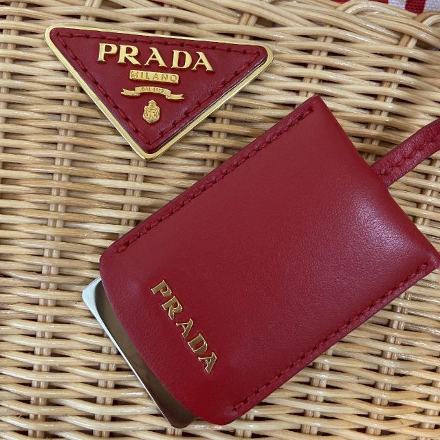 PRADA プラダ ウィッカー カゴバッグ ハンドショルダー レッド 赤 マリン - 8