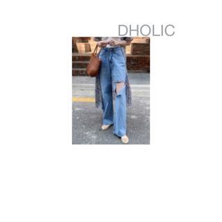 メール便に限り送料無料!! DHOLIC カットアウトデニムパンツ ...