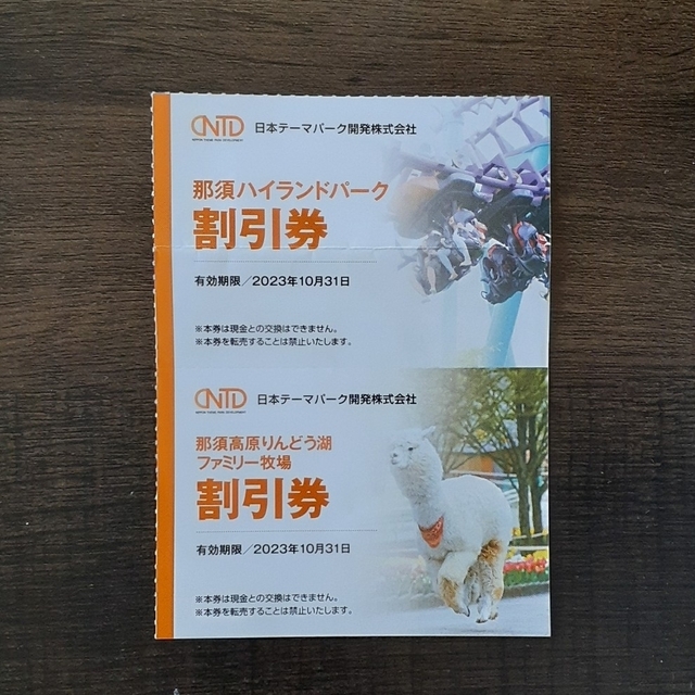 那須ハイランドパーク割引券　那須高原りんどう湖ファミリー牧場割引券 チケットの施設利用券(遊園地/テーマパーク)の商品写真