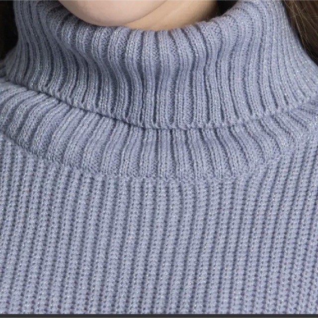 トップス ニット オーバーサイズ knit ラメニット タートルネック レディースのトップス(ニット/セーター)の商品写真