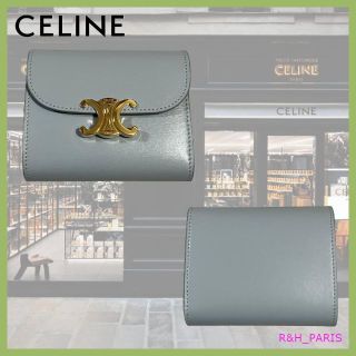 新品未使用☆CELINE トリオンフ ミニ 財布 アイスブルー-