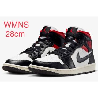 ジョーダン(Jordan Brand（NIKE）)のNike WMNS Air Jordan 1 Mid Black/Gym Red(スニーカー)