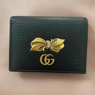 グッチ(Gucci)のグッチ GGマーモント リボン 本革 二つ折 コンパクト 財布　GUCCI(財布)