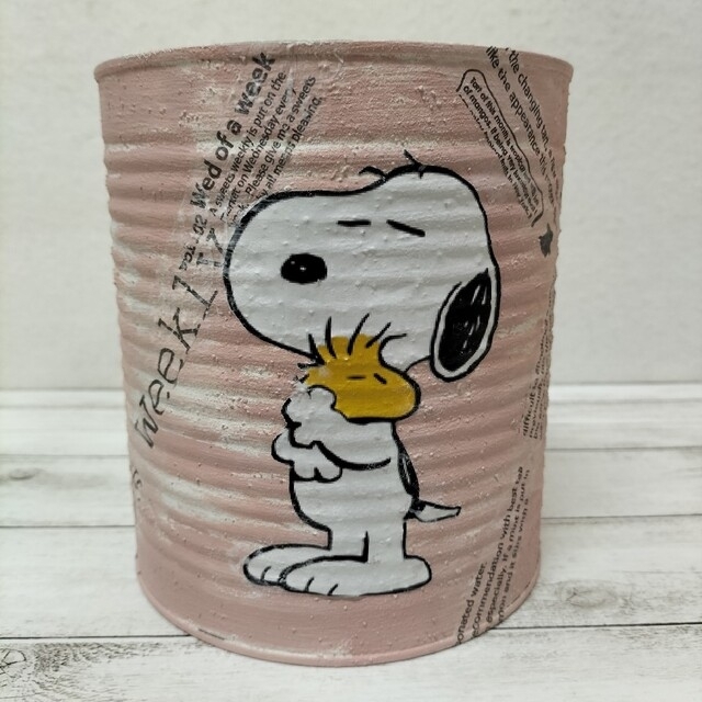 SNOOPY(スヌーピー)の☆EXKジェネ様専用☆　SNOOPY　リメイク缶　2個セット　小物入れ㊺ ハンドメイドのフラワー/ガーデン(プランター)の商品写真